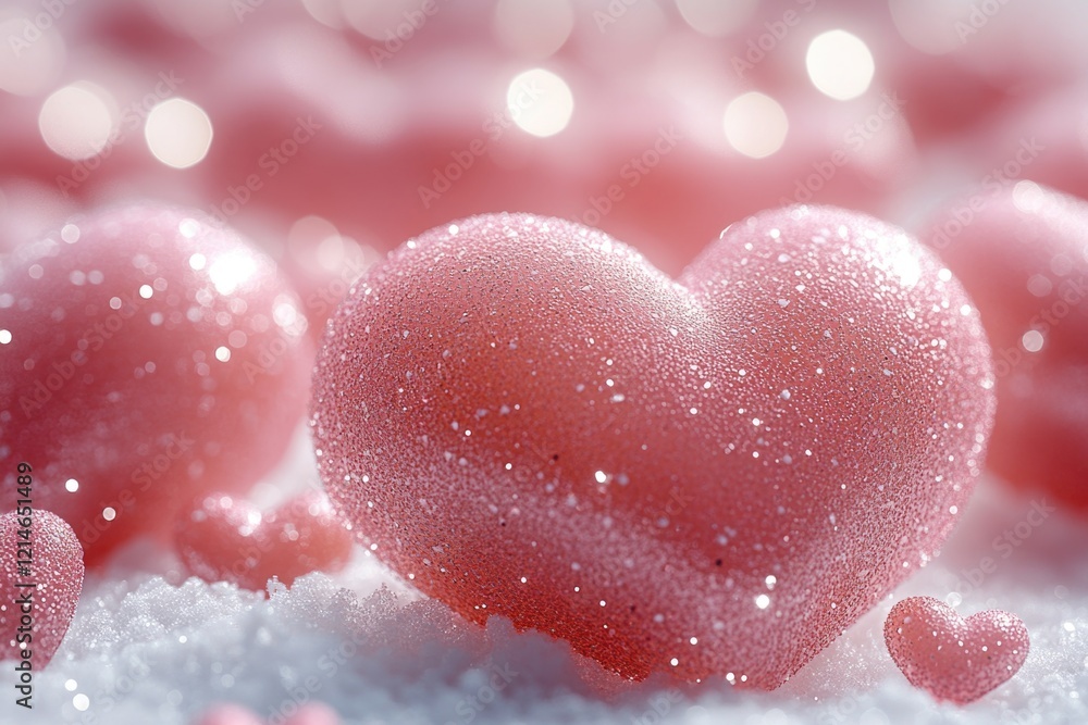 Fototapeta premium A pink heart is surrounded by numerous other pink hearts