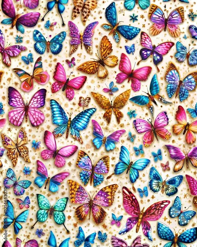 Naklejka premium multicolor butterfly on white background 