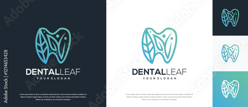 Tooth and leaf logo design. Dental care logo template. Dental clinic logo symbol icon