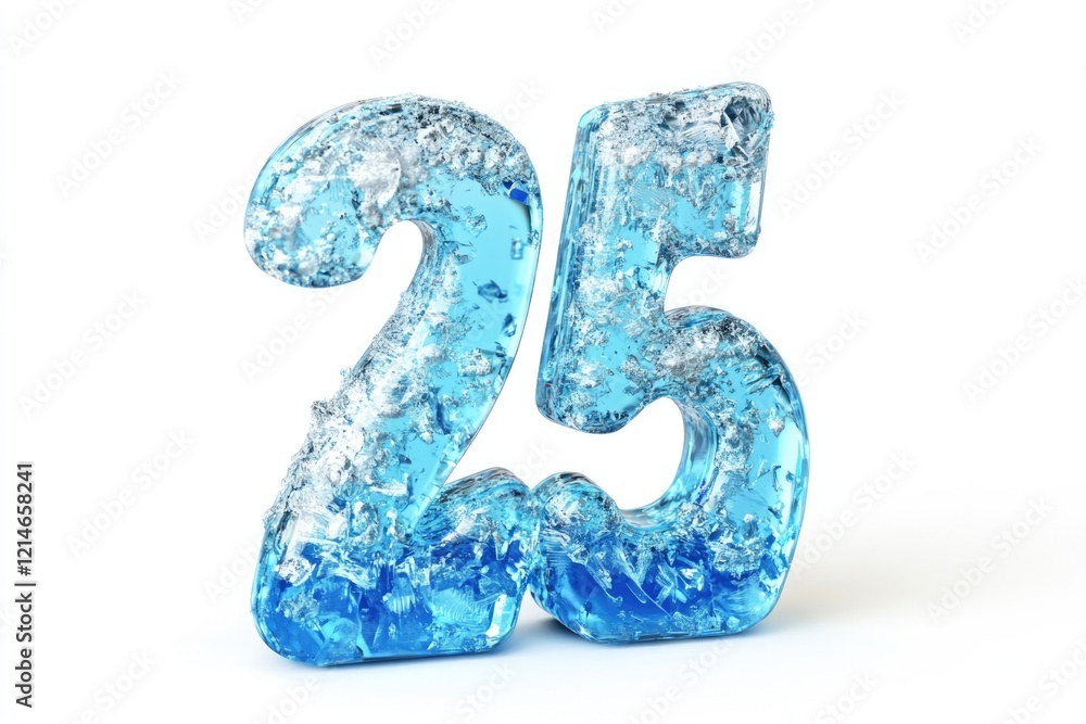 A close-up view of a frosted glass with the number 25 displayed prominently A close-up view of a frosted glass with the number 25 displayed prominently