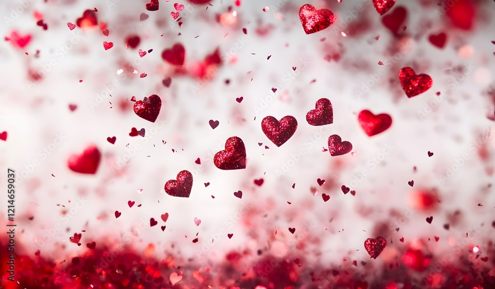 Transparent Background with Red Heart Confetti for Valentine's Day Transparent Background with Red Heart Confetti for Valentine's Day