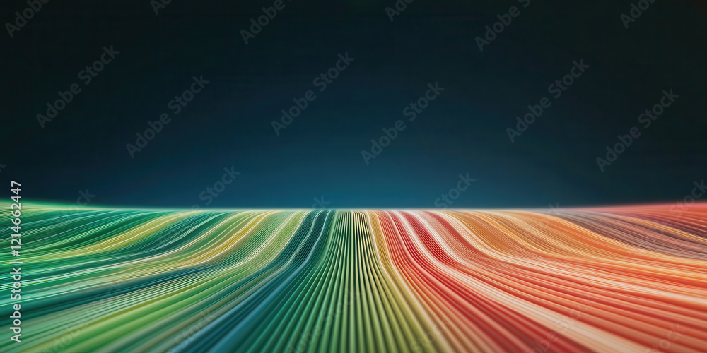 Naklejka premium Vibrant lines create flowing landscape in conceptual cyber highway