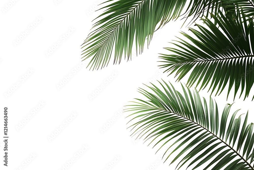 Naklejka premium 4 vector images of green palm leaves on a white background