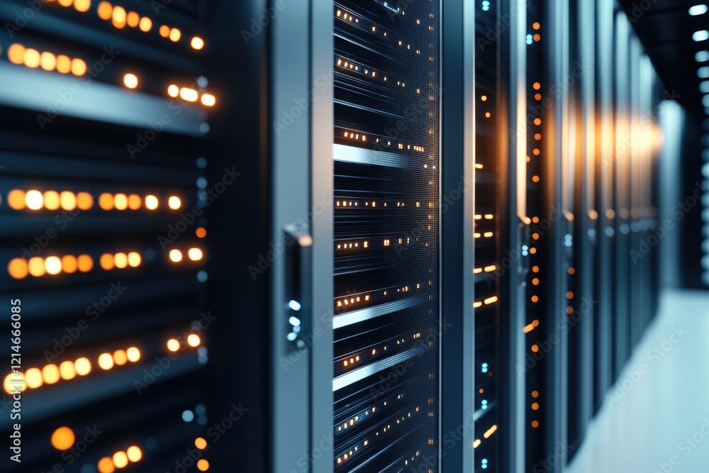 Row of servers in a data center facility Row of servers in a data center facility