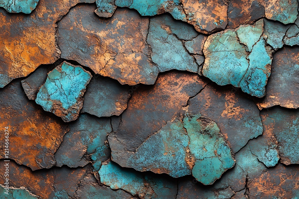 Textured Teal and Gold Cracked Paint Background Textured Teal and Gold Cracked Paint Background