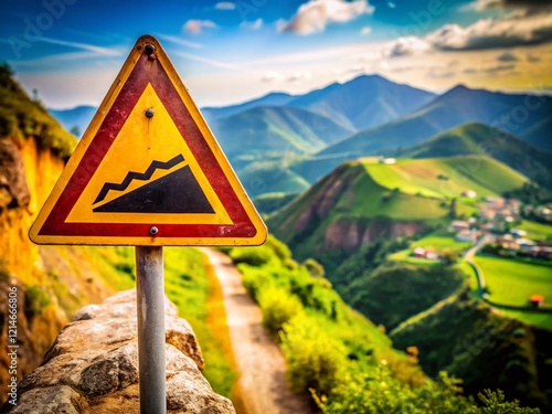 Steep Hill Warning Road Sign: Documentary Photography of a Dangerous Descent photo