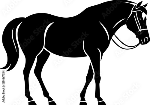 Elegant Silhouette of a Horse with Bridle Vector