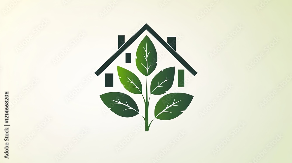 Green home growth plant leaves design logo Green home growth plant leaves design logo