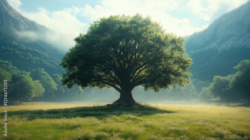 The mustard seed growing into a large tree, symbolizing faith. The mustard seed growing into a large tree, symbolizing faith.