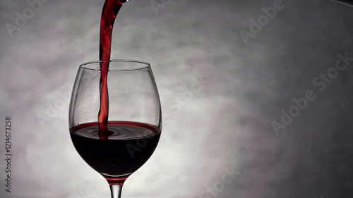 Red wine being poured into a crystal glass, Closeup Shoot