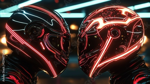 Neon Helmets: Cyberpunk Style photo