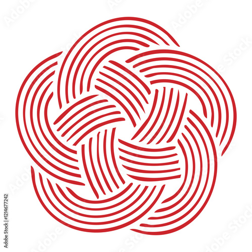 Mizuhiki Knot "Plum Blossom". Japanese Traditional Knot Design Isolated On Transparent Background. Vector Editable.