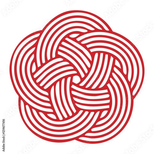 Mizuhiki Knot "Plum Blossom". Japanese Traditional Knot Design Isolated On Transparent Background. Vector Editable.