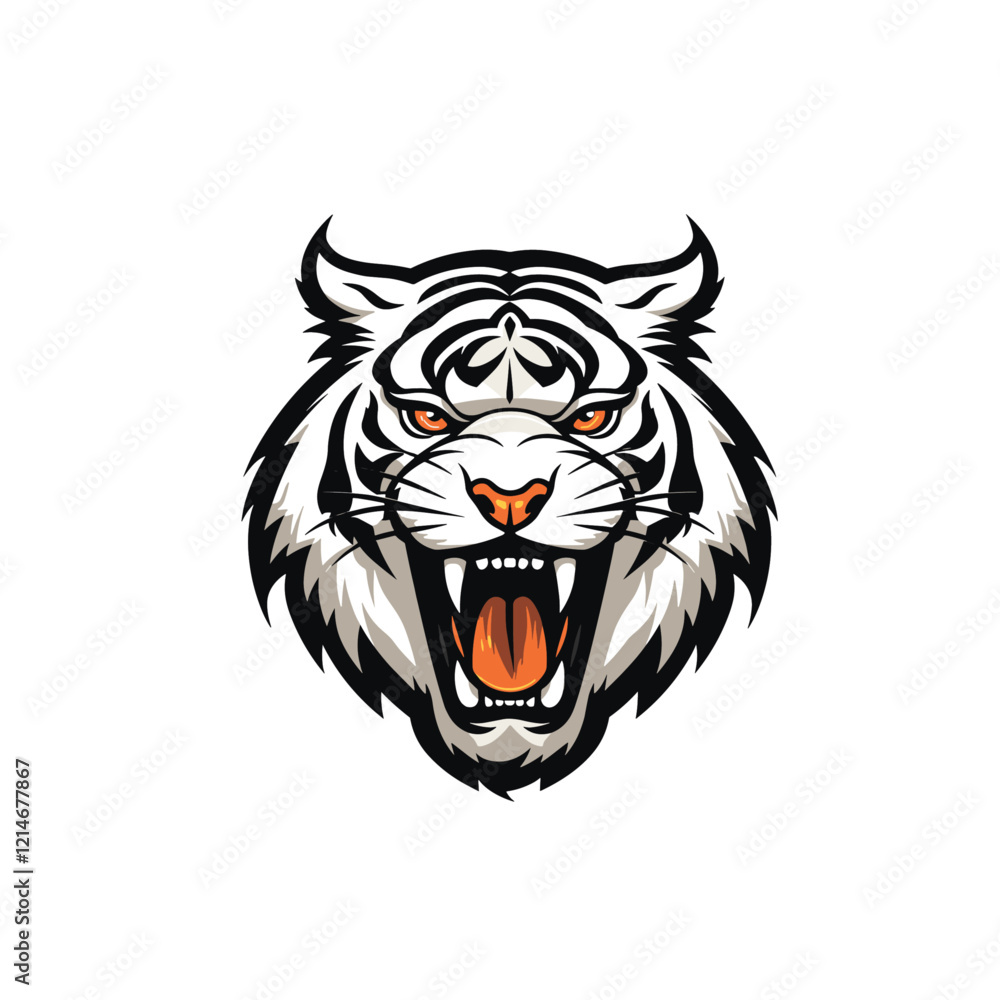 Obraz premium Tiger mascot logo icon flat vector design