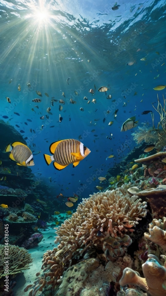 Naklejka premium coral reef with fish