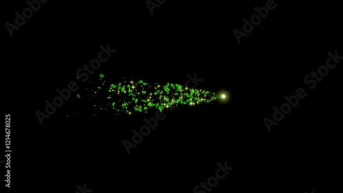 Disappearing leaves and stardust particles, 5 types, straight lines, curves and waves, alpha channel,4k
