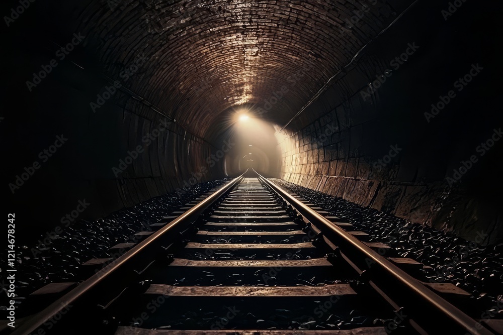 Vibrant artwork illustrating a tunnel scene complemented by railway tracks. Vibrant artwork illustrating a tunnel scene complemented by railway tracks.