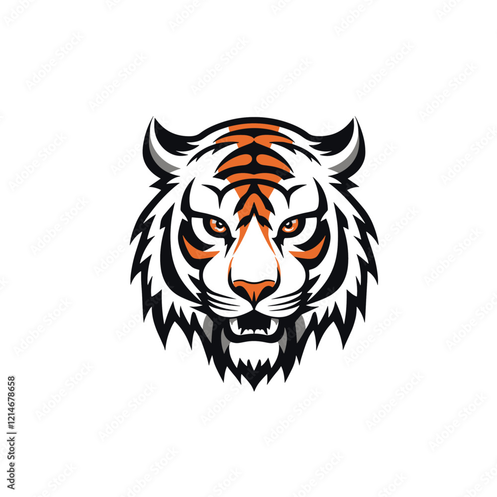 Tiger mascot logo icon flat vector design Tiger mascot logo icon flat vector design
