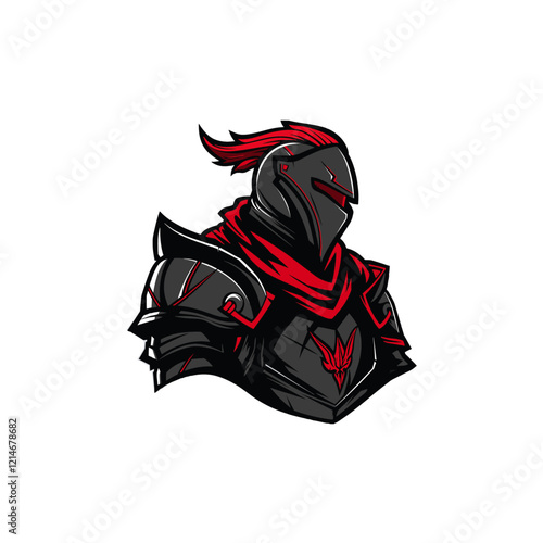 Knight armor mascot logo icon flat vector design