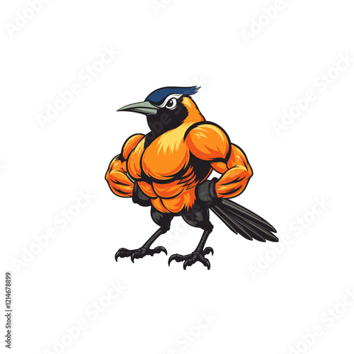 Mascular oriole mascot logo icon flat vector design