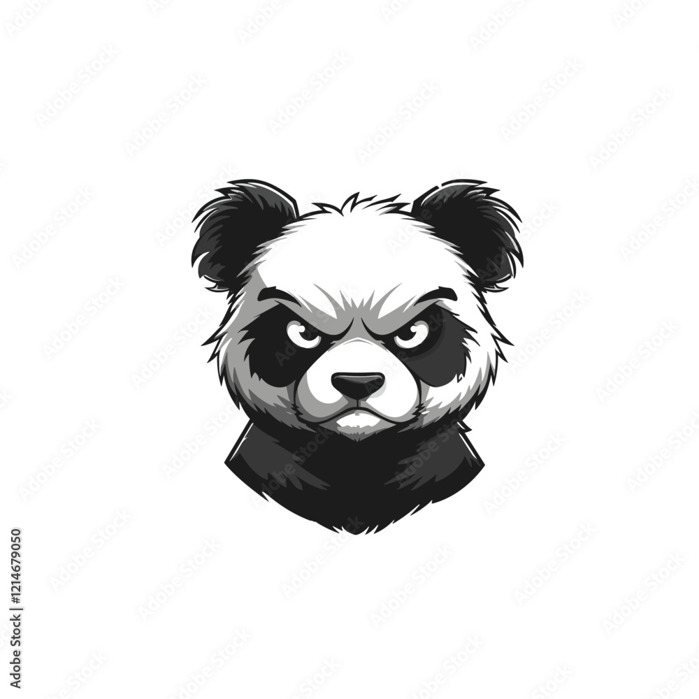 Obraz premium Angry panda mascot logo icon flat vector design