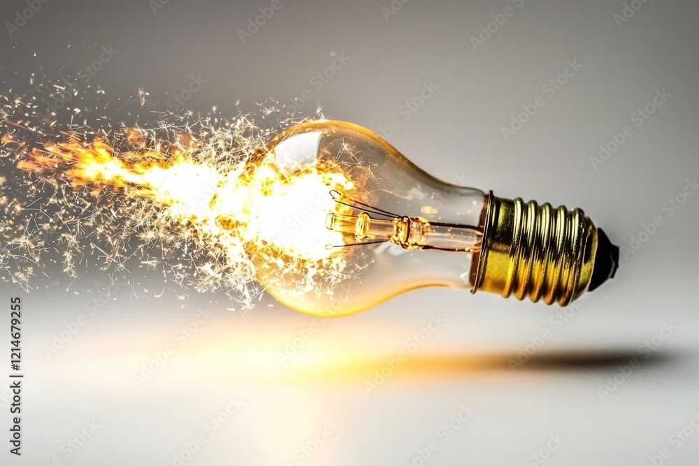 Fototapeta premium The imagery of a light bulb lift-off represents entrepreneurial spirit.