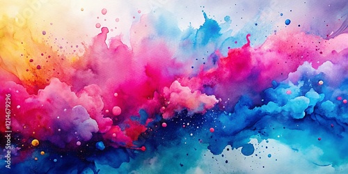 Abstract Watercolor Background: Pink & Blue Brush Strokes for Wallpaper, Card & Web Design