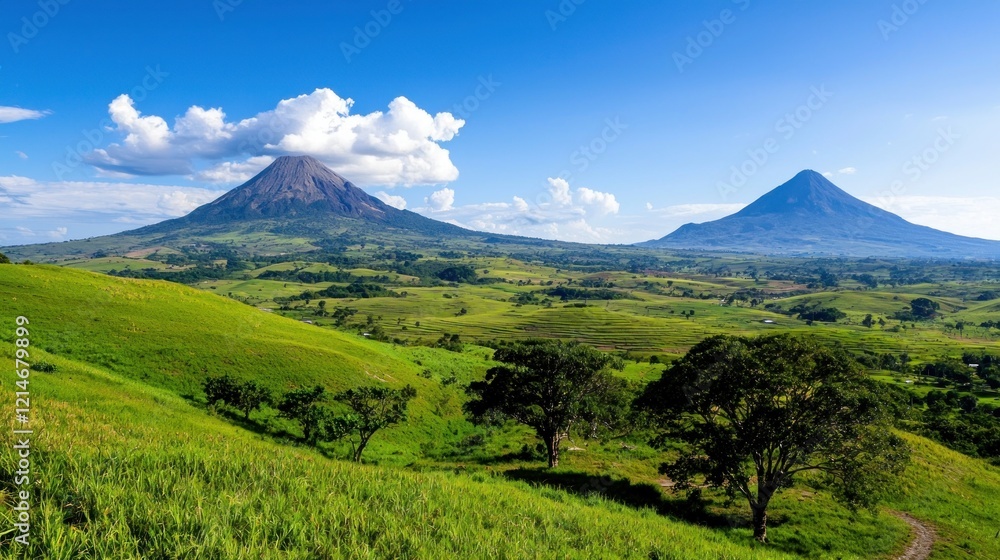 African Volcanoes and Lush Valley African Volcanoes and Lush Valley