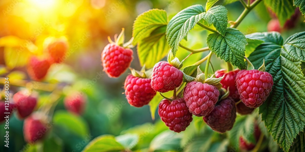 Sun-drenched Raspberries: A Rustic Garden Harvest Sun-drenched Raspberries: A Rustic Garden Harvest