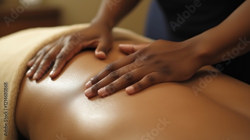 Wallpaper Mural Closeup of an African American person receiving a back massage at a spa. Massage therapist. Skin. Touch. Hands massaging the back of a black woman receiving a massage in a spa salon Torontodigital.ca