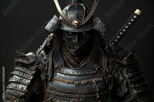 Dark and brooding samurai warrior shrouded in gloom.