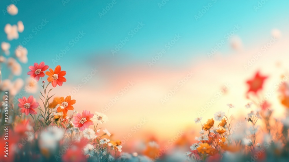 Blossoms blooming at sunrise in a lush garden nature peaceful colors Blossoms blooming at sunrise in a lush garden nature peaceful colors
