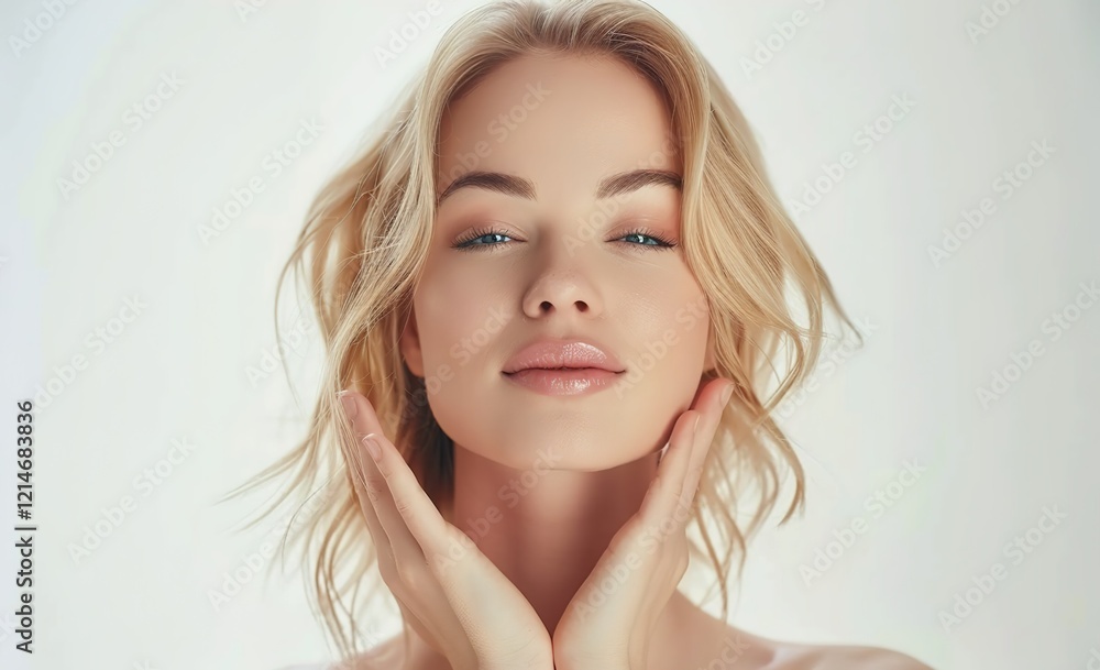 Beautiful Young Woman with clean fresh skin, blond hair, blue eyes and pink lips. Concept of facial treatment . Cosmetology , beauty and spa . Beautiful Young Woman with clean fresh skin, blond hair, blue eyes and pink lips. Concept of facial treatment . Cosmetology , beauty and spa .
