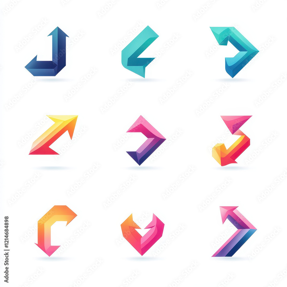 Rounded solid arrow design, soft edges with a modern look, versatile icon set, isolated on white background Rounded solid arrow design, soft edges with a modern look, versatile icon set, isolated on white background
