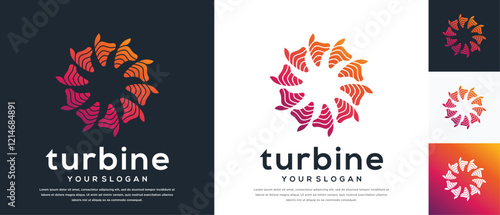 Wind turbine logo design. Turbine logo template