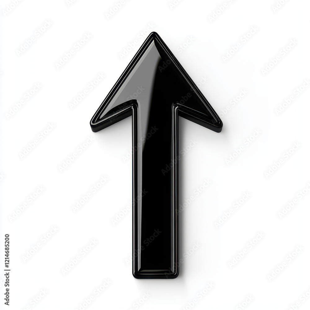 Thick-lined upward arrow, strong and bold for emphasis, contemporary design, isolated on white background Thick-lined upward arrow, strong and bold for emphasis, contemporary design, isolated on white background