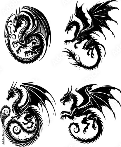 dragan, dragon silhouette, dragan silhouette set