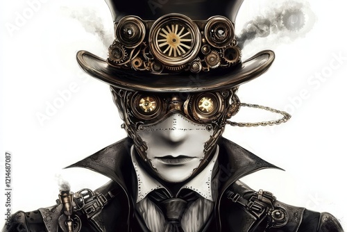 Digital illustration of a fashionable character in steampunk attire.