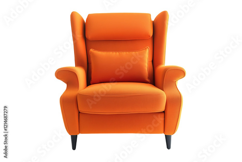 A pink and white chair with a white cushion. on transparent background.