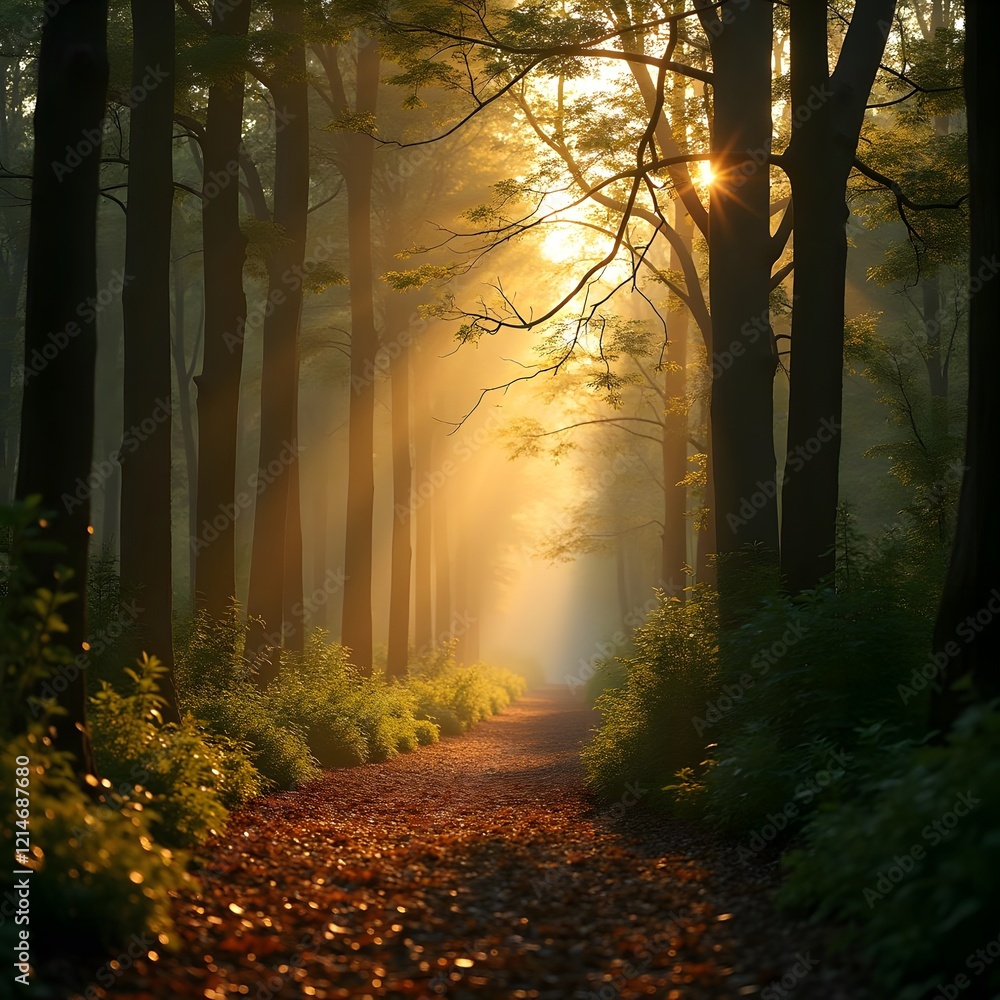 Fototapeta premium Captivating Urban Forest in Golden Backlight Modern Aesthetic