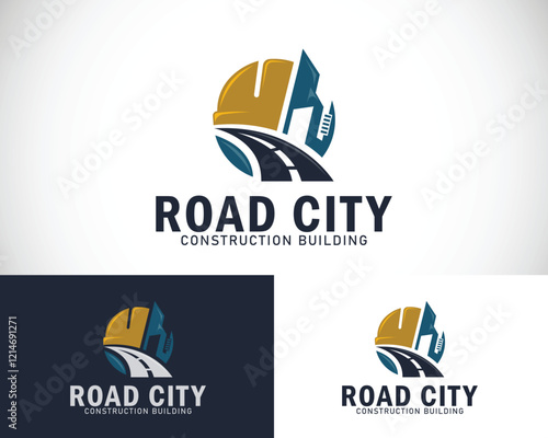 road logo creative design building construction concept road city