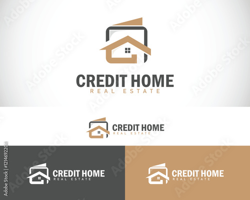 credit home logo creative design concept wallet building real estate