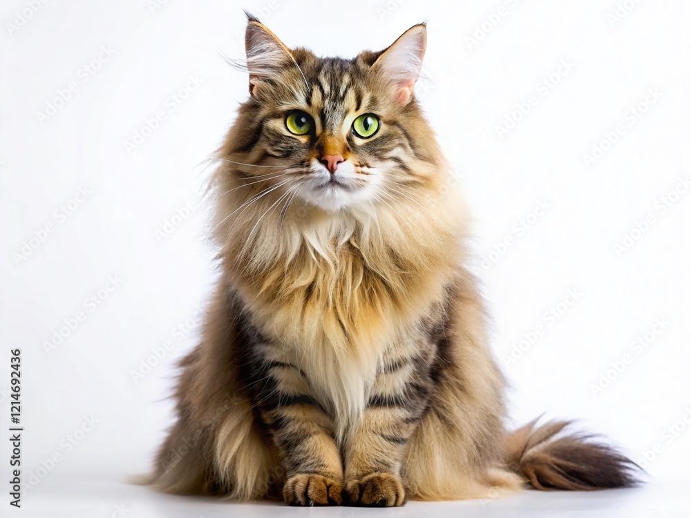 Fototapeta premium Adorable Fluffy Cat Isolated, Perfect for Pet Projects and Designs