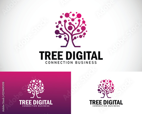 Tree digital logo creative design concept connect innovation idea technology photo