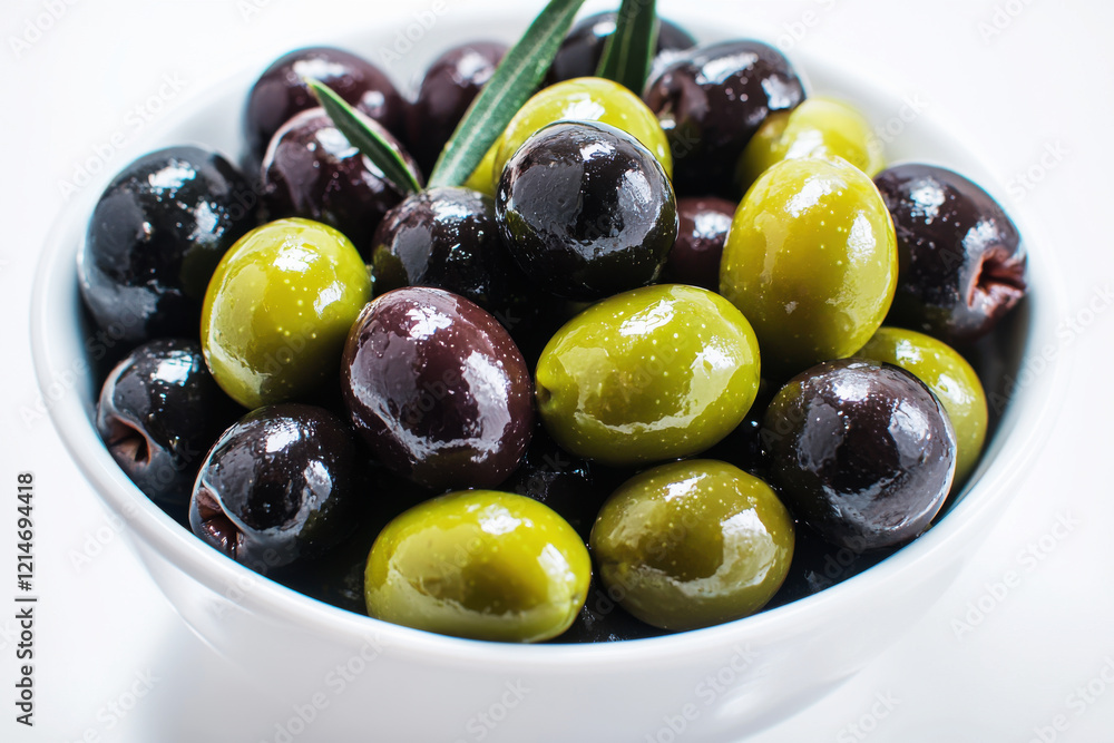 Mixed olives in a bowl showcase vibrant colors and savory appeal on a clean surface Mixed olives in a bowl showcase vibrant colors and savory appeal on a clean surface