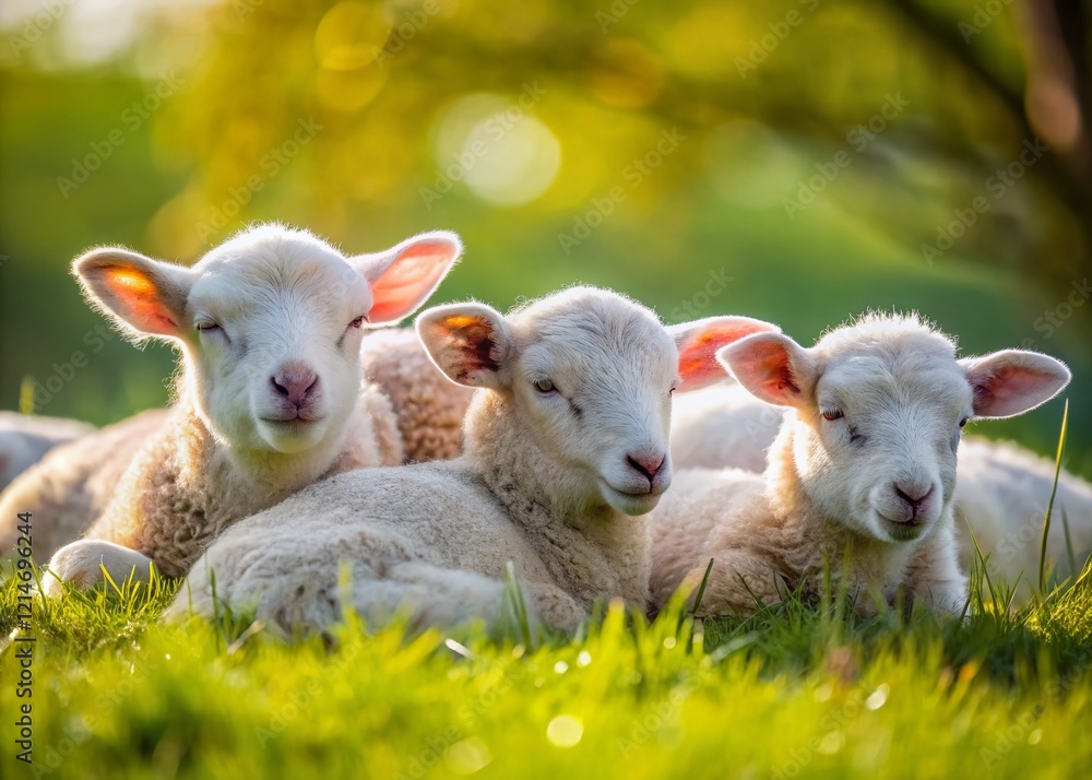 Adorable Lambs Sleeping Peacefully in a Field - Cute Farm Animals Resting Adorable Lambs Sleeping Peacefully in a Field - Cute Farm Animals Resting