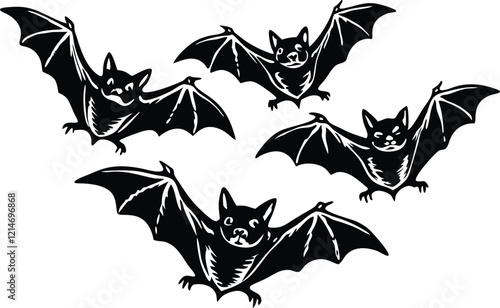 A close-up of the small bat Isolated on a white background vector art illustration 