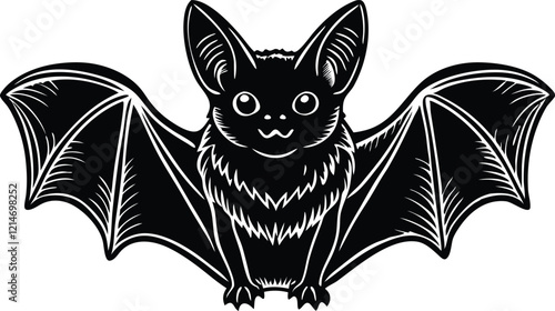 A close-up of the small bat Isolated on a white background vector art illustration 