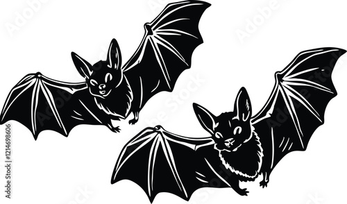 A close-up of the small bat Isolated on a white background vector art illustration 