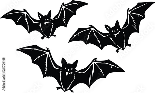 A close-up of the small bat Isolated on a white background vector art illustration 